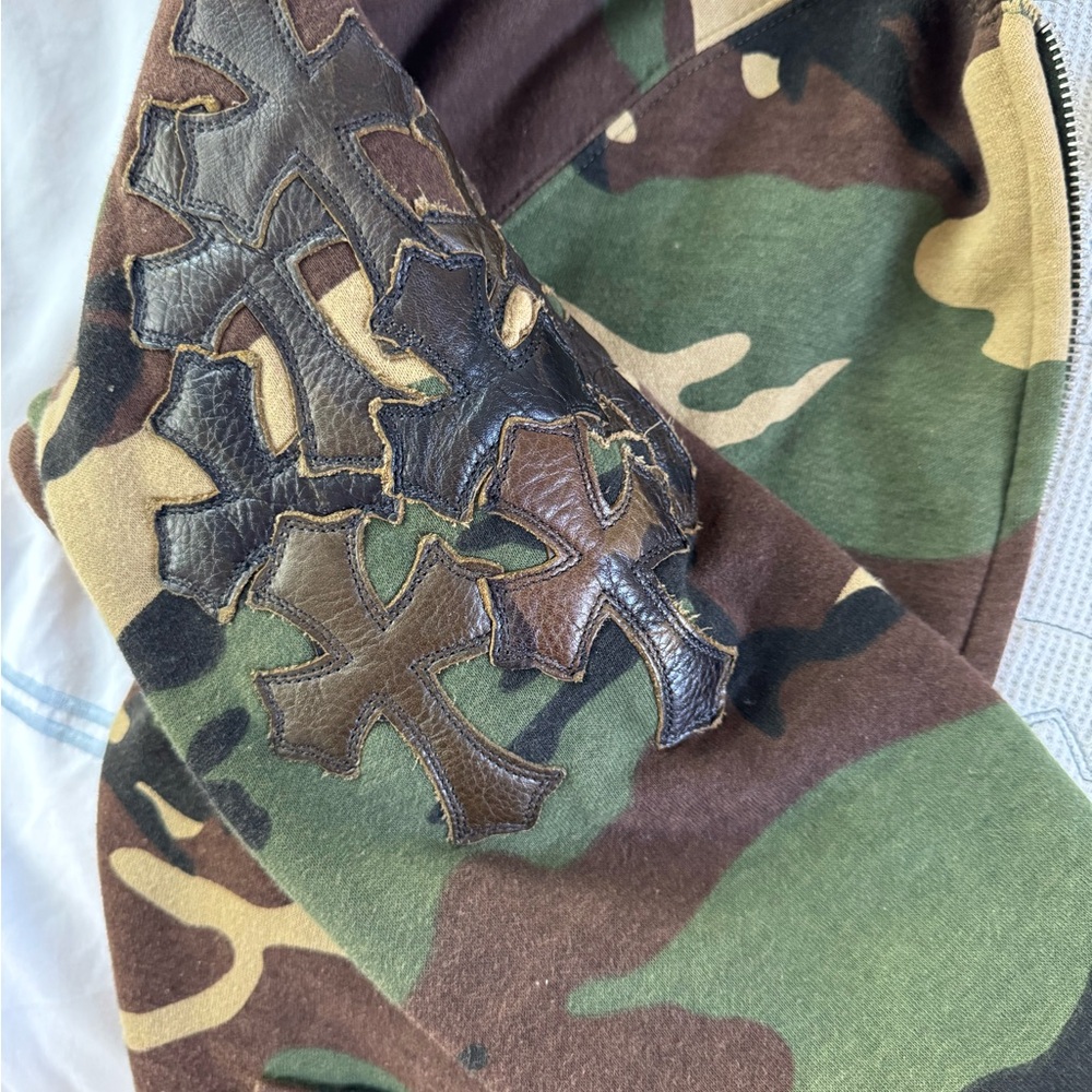 RARE Chrome hearts Camo Jacket with Leather cross patches